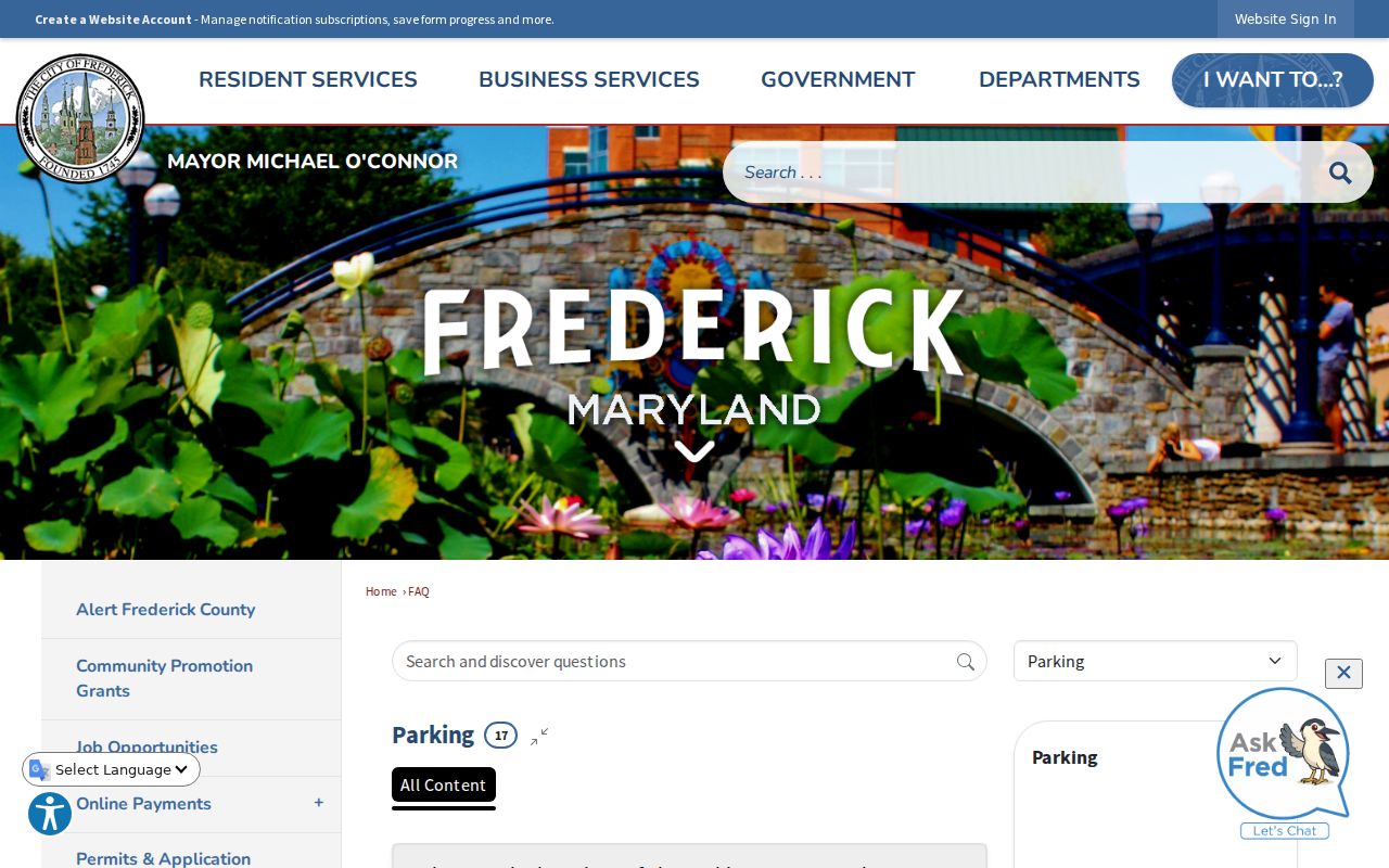 Frederick County warrant records: Frederick City administrative parking ticket page